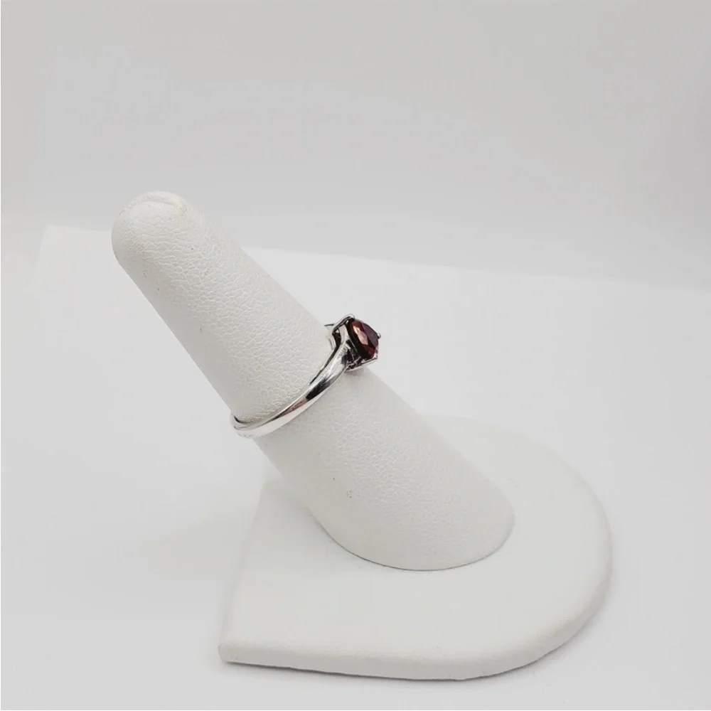 Genuine Red Trillion Ruby 925 Sterling Silver Solitaire Triangle Ring